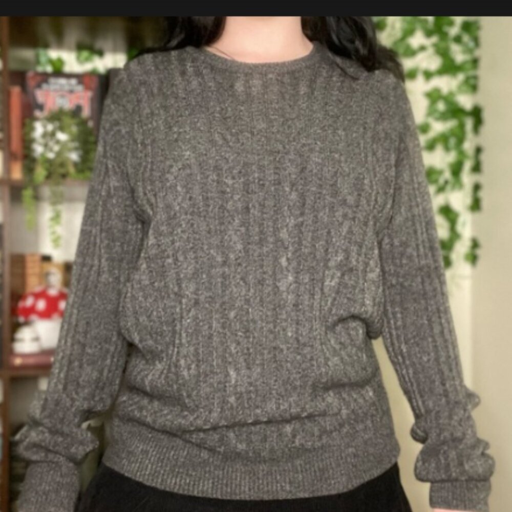 Geoffrey Beene Men's Heathered Grey Cable Knit Sweater  size  XL